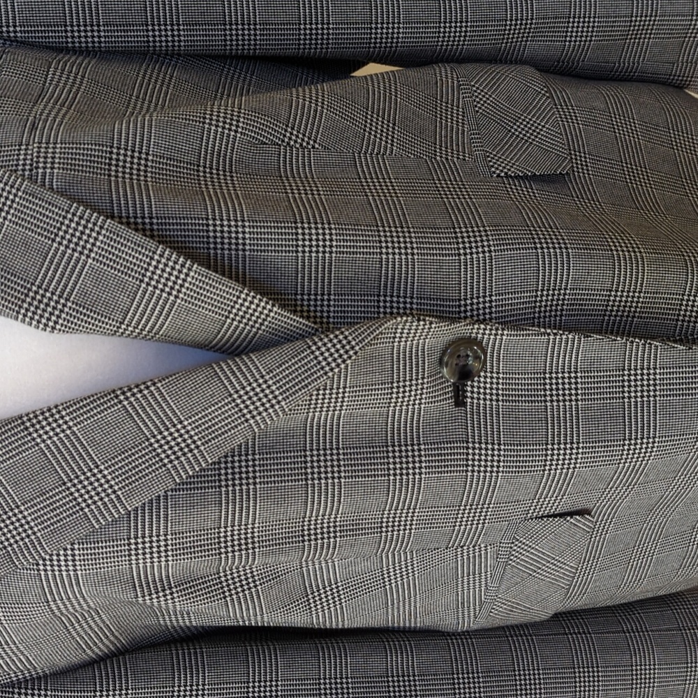 Worthington Stretch Black Glen Plaid Single Button Blazer Suit Jacket Size 12 - Picture 2 of 7